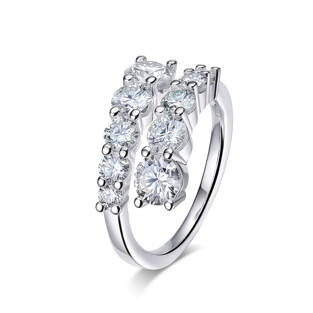 D VVS Moissanite Rings for Women Sparkling Diamond Engagement Wedding Band with GRA 925 Sterling Sliver Plated 18k Ring