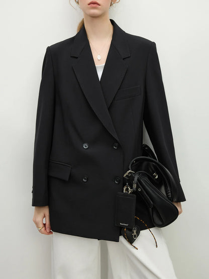Chic Double-breasted Casual Blazer Jacket for Women Spring 2025 New Style High-end Loose Lazy Style Top 25FS11097