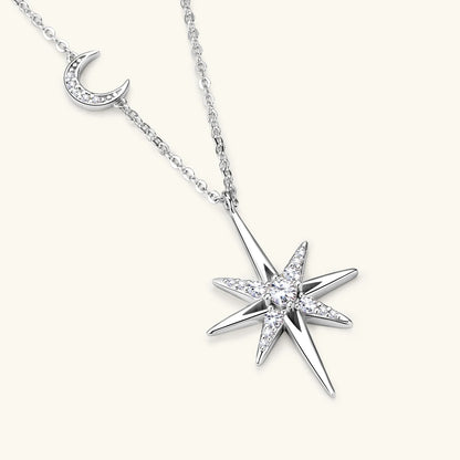 100% 925 Silver Full Moissanite Necklace for Women 18K Gold Plated Star&Moon Pendant Necklace Choker Chain Fine Jewelry Gifts