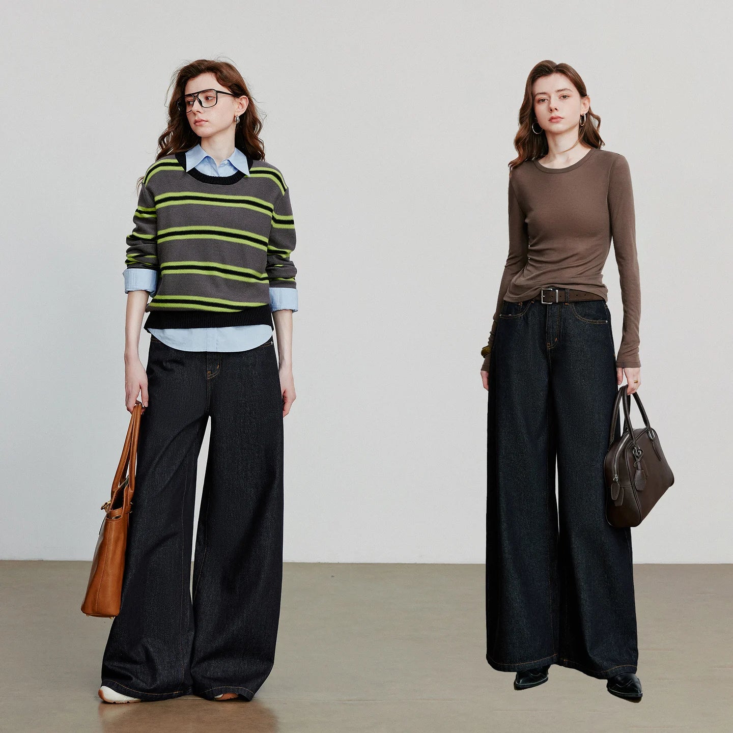 Women Denim Jeans 2025 Autumn New loose Curved Banana Wide Leg Pants