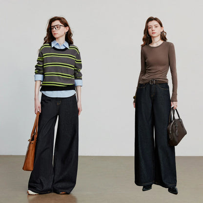 Women Denim Jeans 2025 Autumn New loose Curved Banana Wide Leg Pants