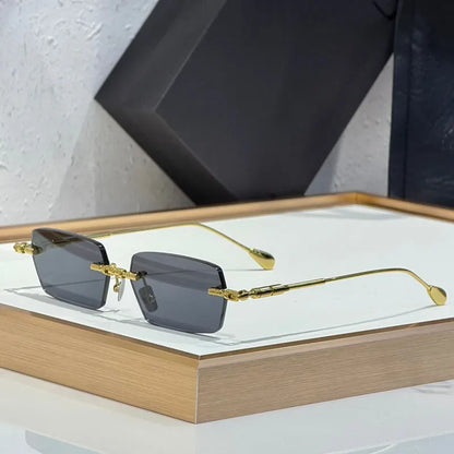 Fashion Street Design Sunglasses H61 Germany Rimless Square Men Women Classical UV400 High Quality Optical Glassses with Case