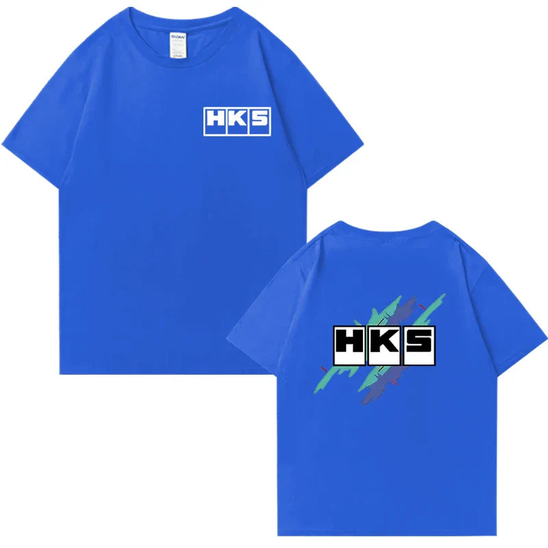 Japanese JDM Improved HKS Endless Car Graphic short sleeve t-shirts Cotton Men Women Oversized Tee shirt Double Sided Unisex Top