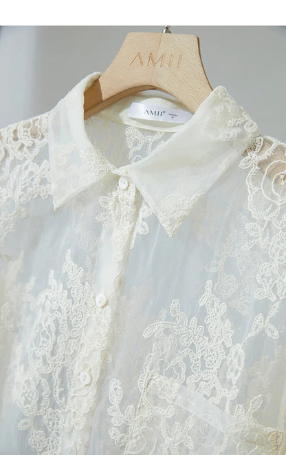 Minimalist Office Lady Print Shirts Women Summer 2025 Short Sleeve Turn-down Collar Loose Blouses Female Fashion 12542155