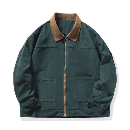 2026 Autumn Corduroy Cargo Jacket For Men Windbreakers Zipper Coats Loose Cargo Outwear Casual Jacket Mens Clothes