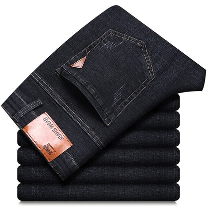 Men's classic high-end fashion versatile jeans, soft and slightly elastic black business denim pants, stylish upper body