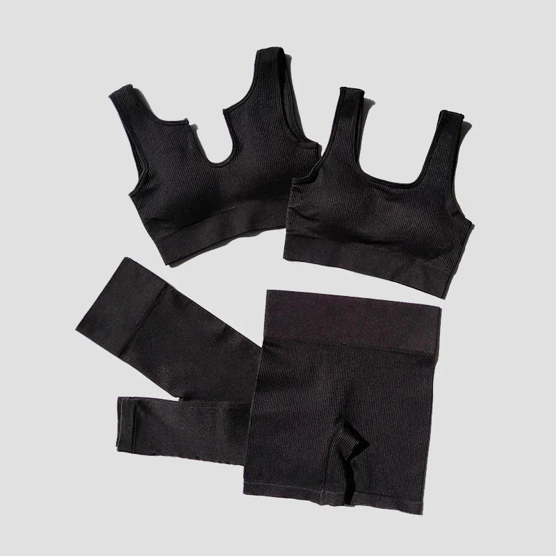 2/4/6PCS Seamless Women Yoga Set Workout Sportswear Fitness Bra Sport Pants Gym Clothing High Waist Leggings Shorts Sports Suits