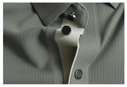 High End Brand Quality Men's Polo Shirt Autumn Exquisite Solid Color Letter Print Lapel Long Sleeve Business Classic Menswear