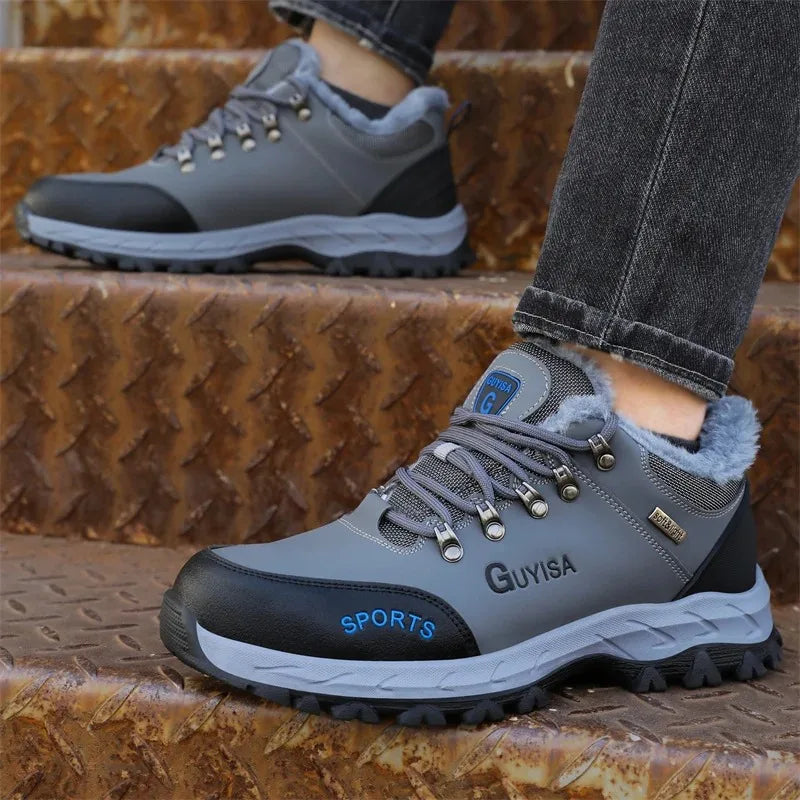 2024 New Winter Plush Safety Work Shoes For Men Waterproof Indestructible Steel Toe Cap Anti Nail Construction Shoes Male Boots