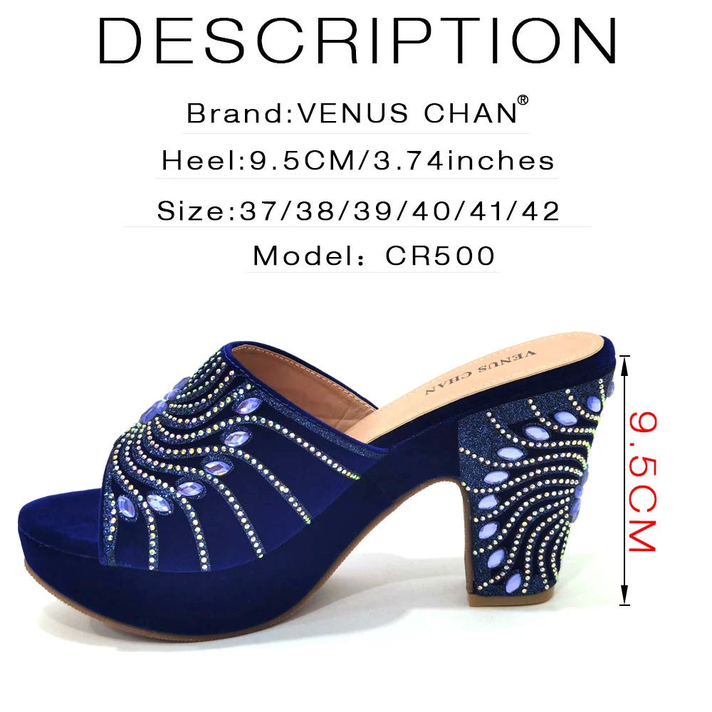 Women's Shoes High Heels Sexy Ladies Party Wedding Pattern Embroidery Mules Shoes and Bags Set for Italian 2023