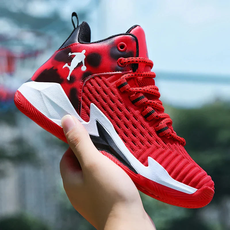 A pair of children's four-season high-top mesh basketball shoes, wear-resistant and comfortable sneakers, size 30-40，CT-685