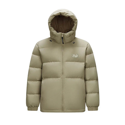 Down Jacket Men Winter 80% Down Fill Loose Hooded Outerwear Textured Street Trendy Letter Printed Top Men'S Clothing