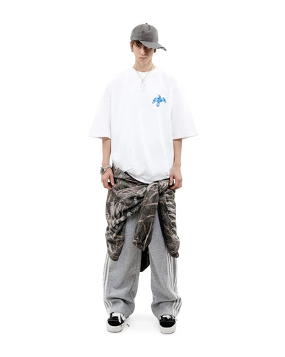 Harajuku Oversized Streetwear Men's Clothing The Bright Side Graphic Print Tshirt Cotton Hip Hop Punk Short Sleeve Tops Goth Y2k