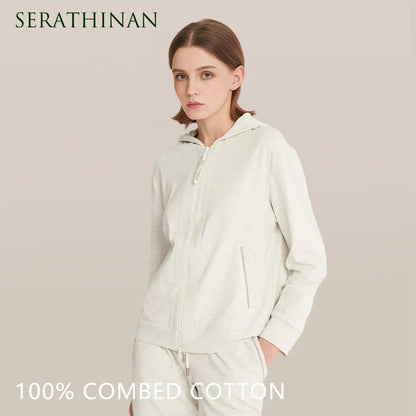 K1071W In Stock High Quality 100% Combed Cotton Zip Woman Cotton Hoodi Cropped Manufacturers Hoodies Women Sweatshirt Clothing