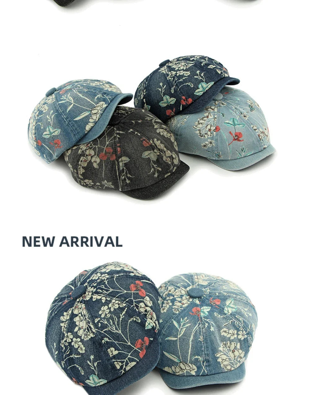 Beret Cap Spring Summer Autumn Men Women Cap Male Female Floral Artist Painter Beret Hat Denim Flat Cap Octagonal Berets