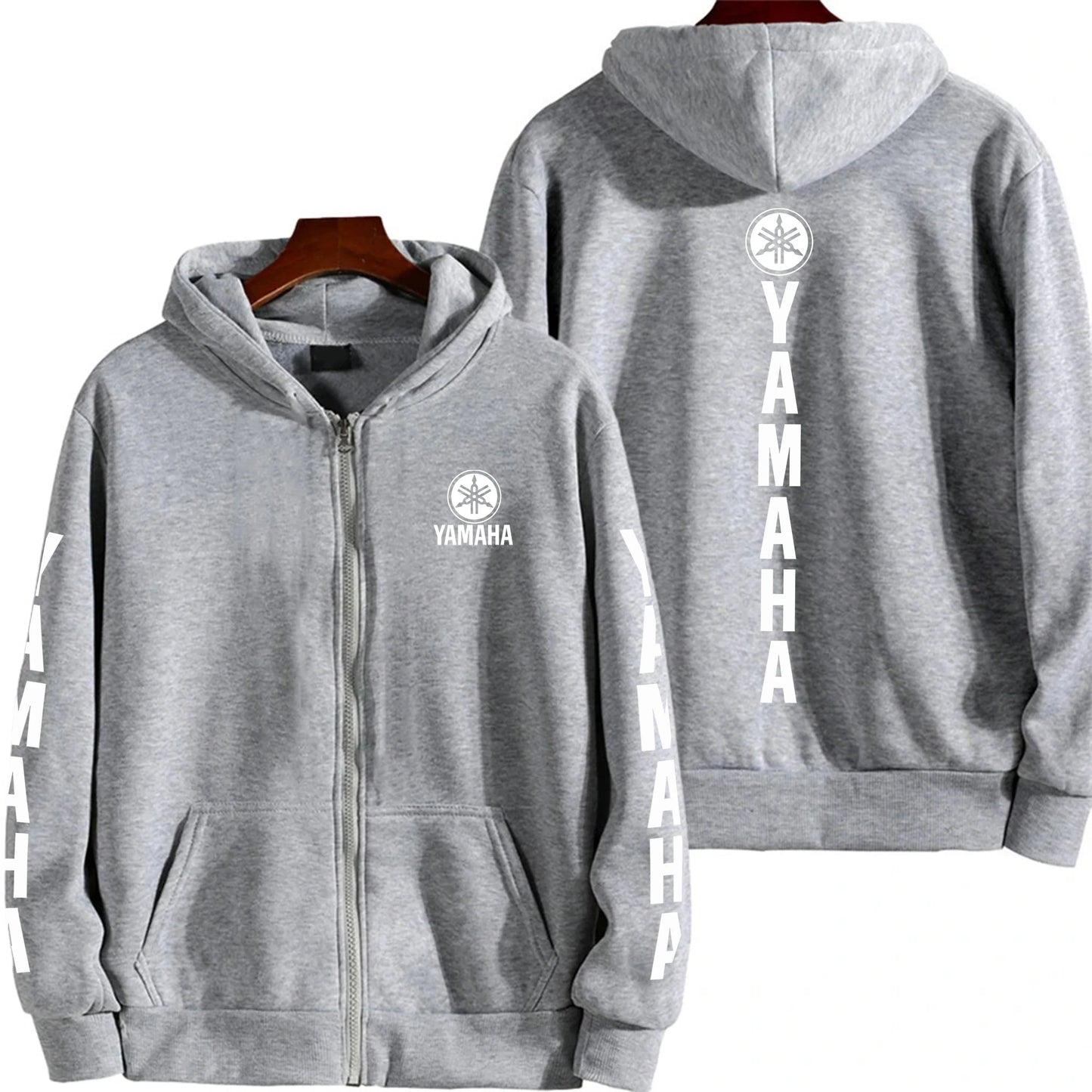 Men's YAMAHA Zipper Hoodie Long Sleeve Motorcycle Racing Printed Hoodie Sportswear Casual Street Couple Jacket with Pocket