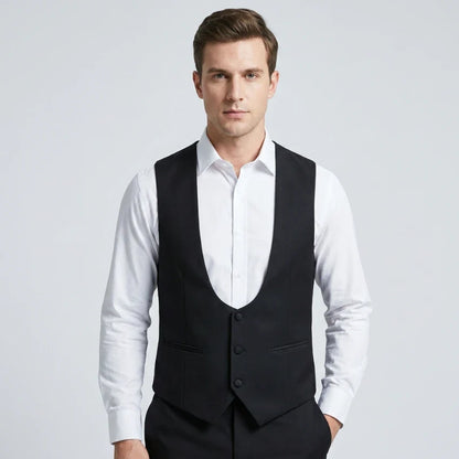 Black Men Suit Vest for Wedding Party One Piece Slim Fit Male Waistcoat Solid Color Fashion Coat EU44-EU60 New Arrival