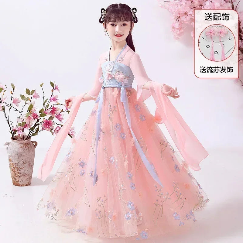 Girl Modern Hanfu Chinese Style Dress Halloween Fairy Kids Clothes Vestidos Traditional Cosplay Children Costume Girls Dresses
