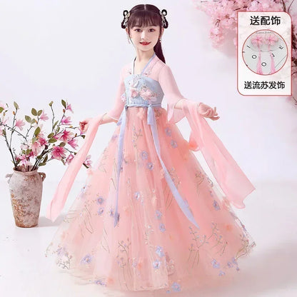 Girl Modern Hanfu Chinese Style Dress Halloween Fairy Kids Clothes Vestidos Traditional Cosplay Children Costume Girls Dresses