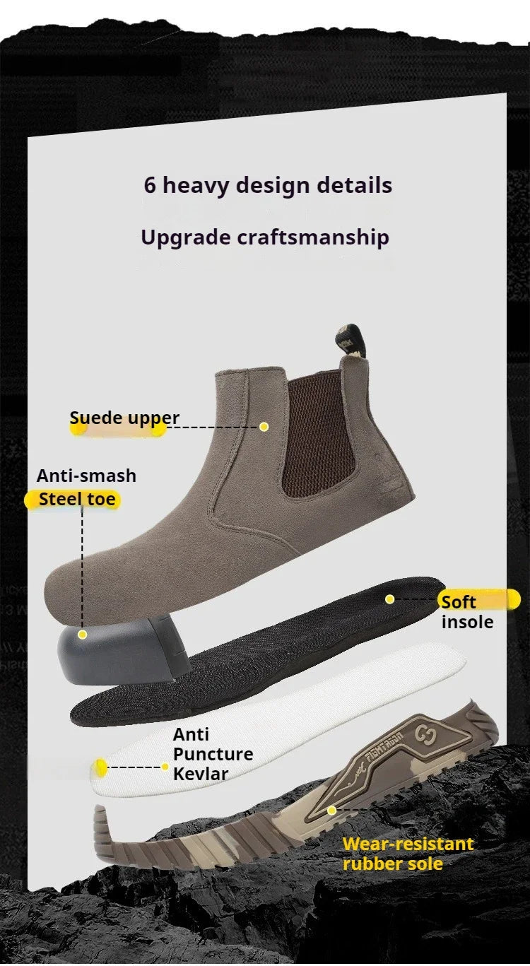 steel toe work boots for men industrial construction work protection shoes anti smash anti puncture safety shoes without laces