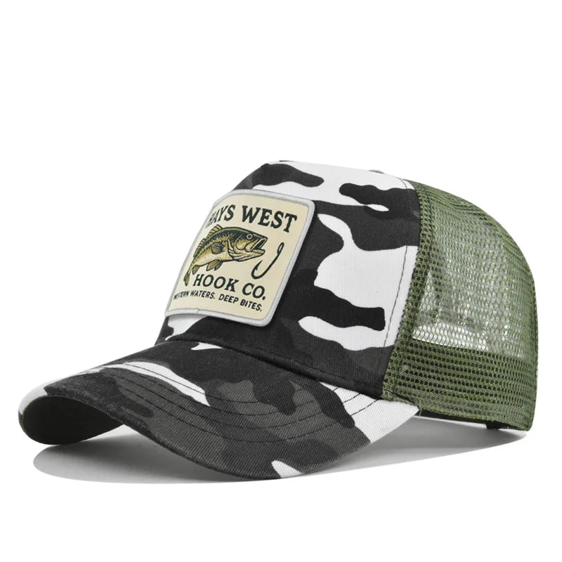 High Quality Fishing Embroidery Baseball Cap for Men Women Outdoor Fishing Snapback Mesh Hat Breathable Sunshade Dad Trucker Hat