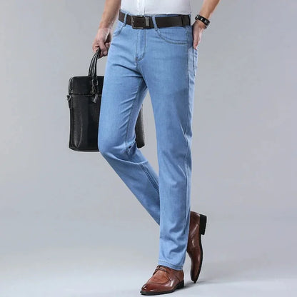 2026 Classic Men Straight Jeans Homme Pantalon Streetwear Soft Black Blue Masculino Denim Mans Pants