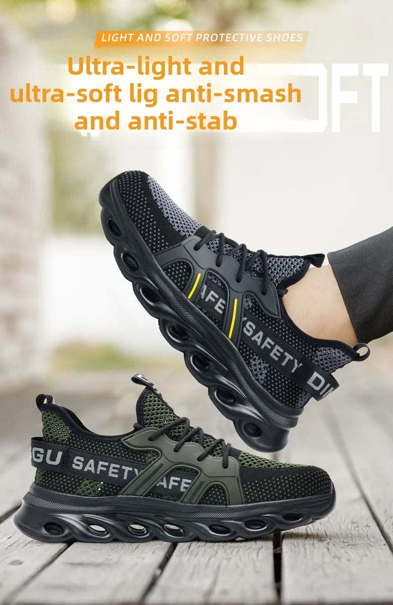 summer safety shoes lightweight work shoes with plastic toe comfortable work sneakers men anti-puncture breathable safety boots