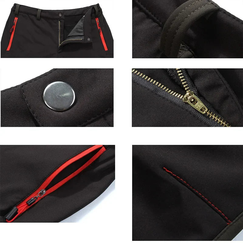 Men Trekking Pants Hiking Snow Autumn Winter Outdoor Soft Shell Thick Cloth Windproof Colorful Warm Camping Trousers