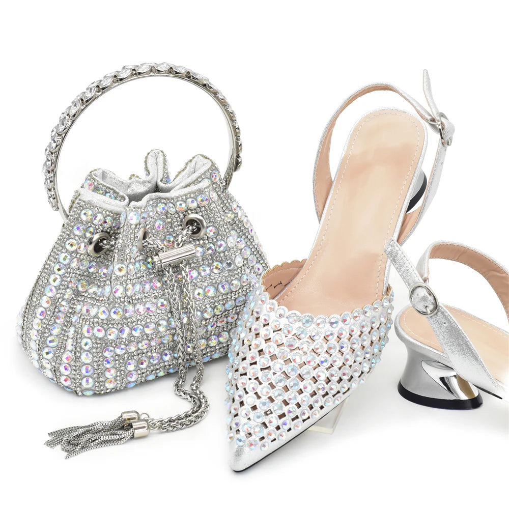 Fashion Women Shoes and Bags To Match Set Italy Party Pumps Italian Matching Shoe and Bag Set for Party Wedding Shoes Bride