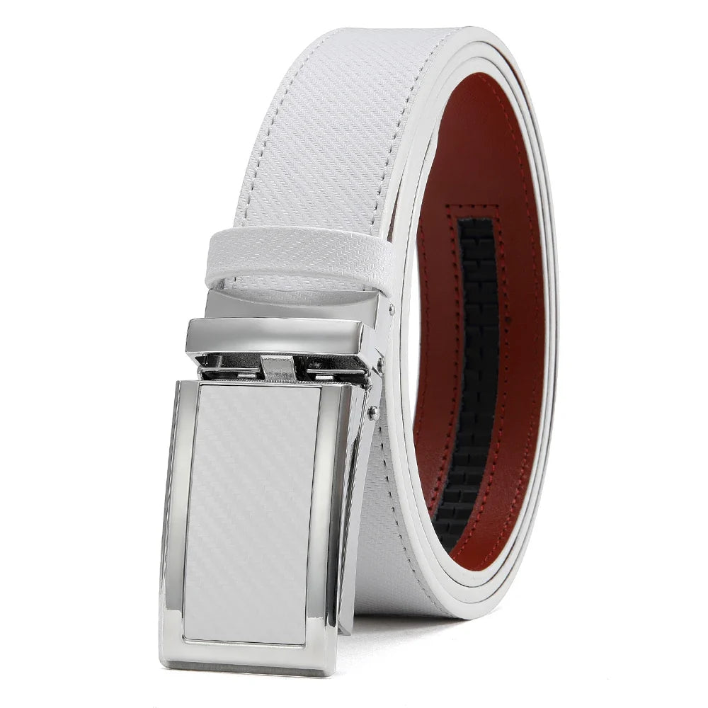 Men Belt Genuine Leather High Quality Buckle Jeans Cowskin Casual Belts Business Cowboy Male Automatic Buckle Belt 115cm 125cm