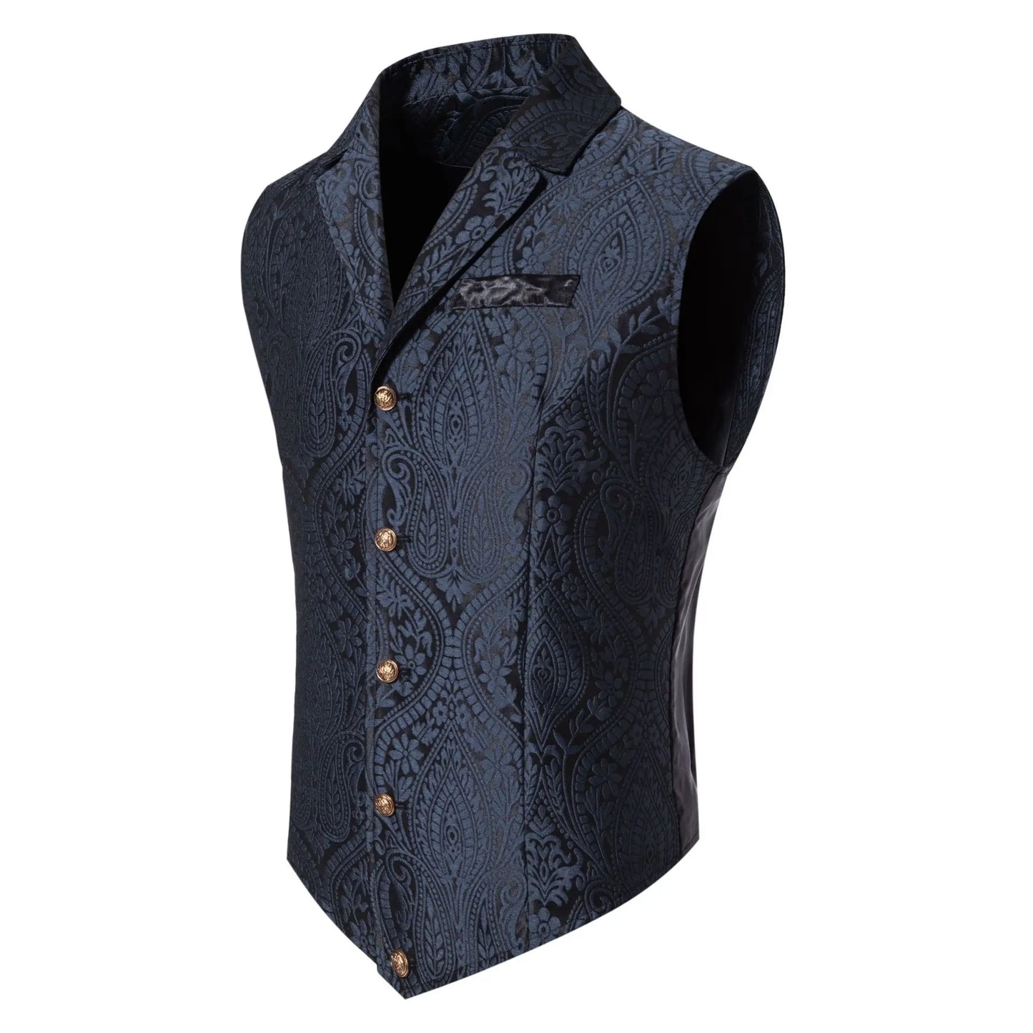 Men's Suit Vest, Jacquard Smart Casual Flip-Front Lapel Vest, Cross-Border Single-breasted Slim Fit Holiday Dress Waistcoat