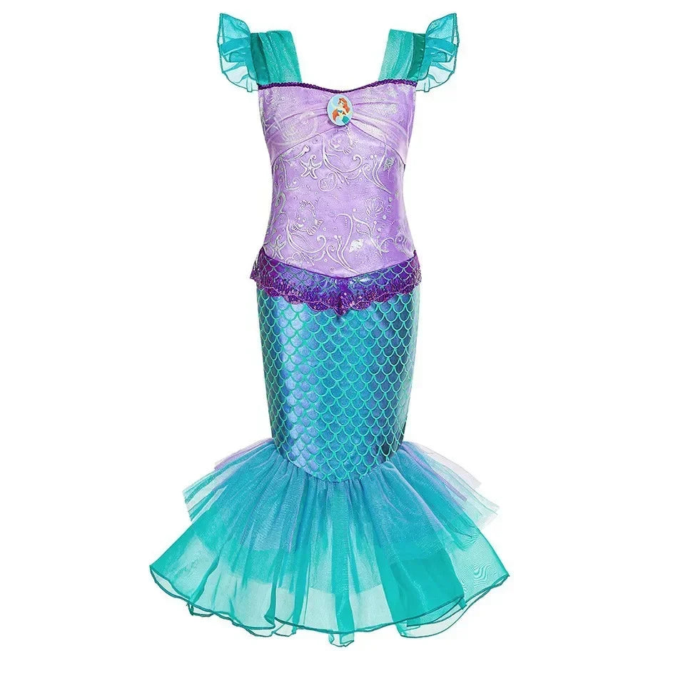 Mermaid Dress for Girl Charm Princess Cosplay Sequin Bling Costume for Kids Girl Fish Beauty Birthday Party Halloween Clothing
