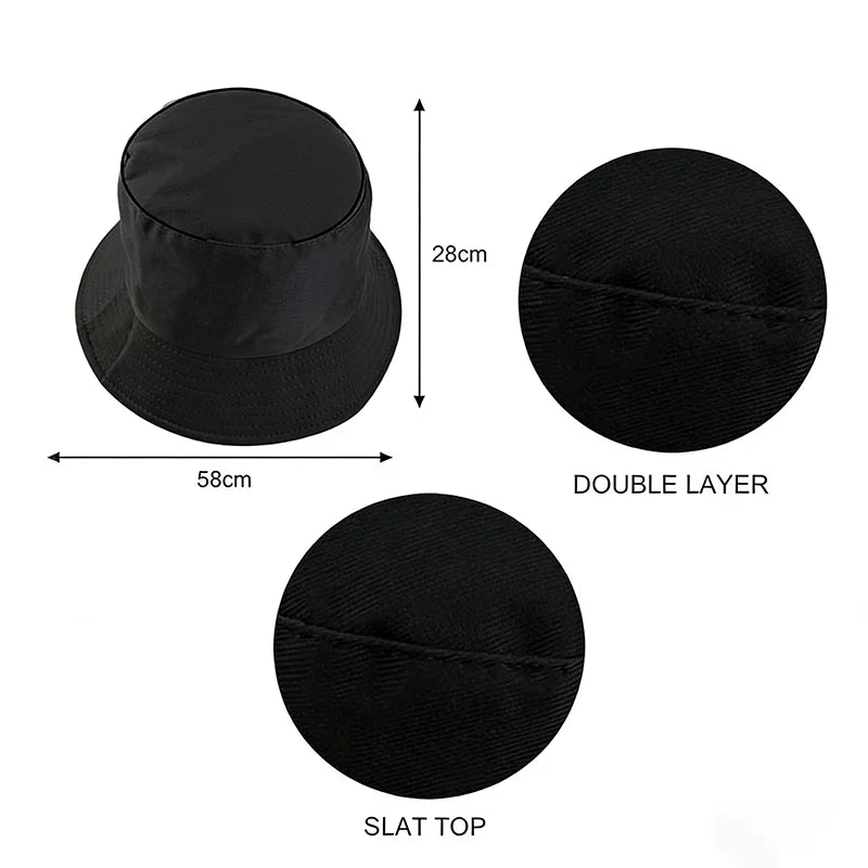 Spring Summer Unisex Solid Color Fisherman Cap Foldable Bucket Hat Outdoor Sunscreen Hat Caps Fashionable Double-sided Basin Hat