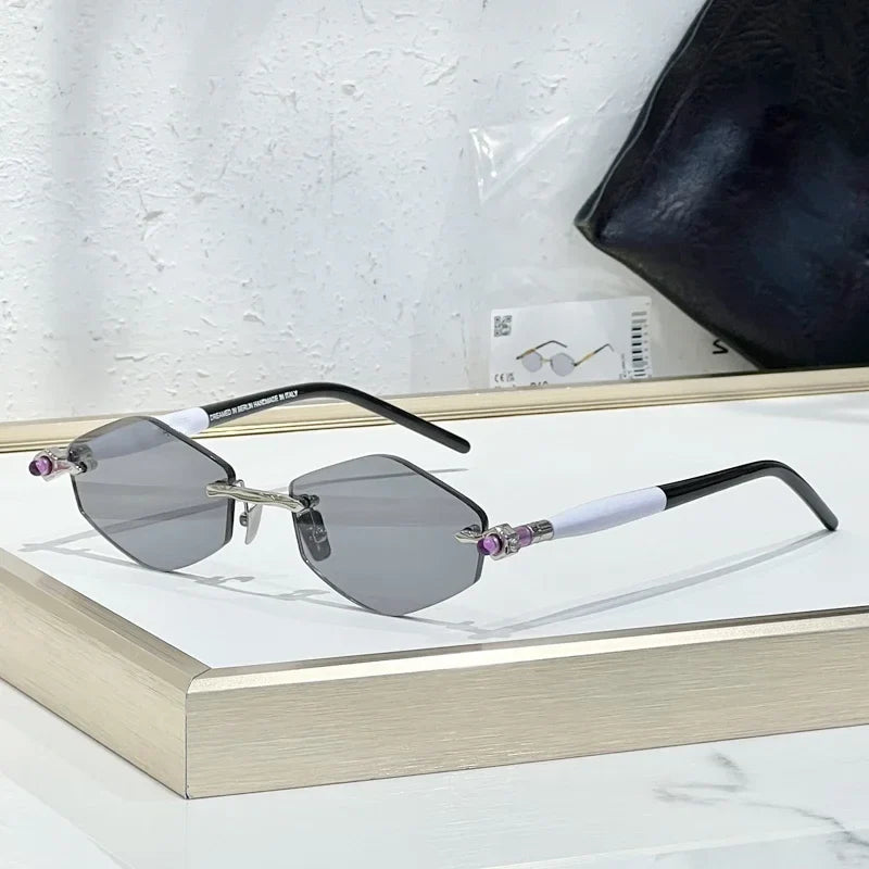 INS Maske P60 Luxury Rimless Sunglasses Men Hexagonal Acetate Handmande in Germany Designer Alloy Top Quality Trendy UV400 Women