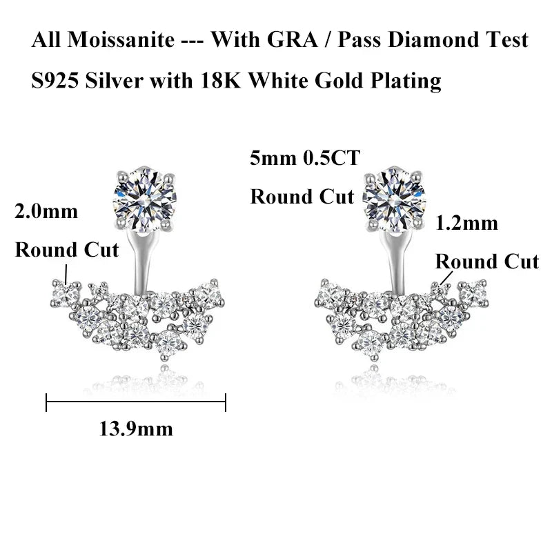2 in 1 Pear Marquise Cut Moissanite Stud Earrings for Women S925 Silver Full Lab Diamond Dainty Pierced Ear Fine Jewelry