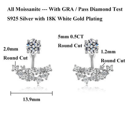 2 in 1 Pear Marquise Cut Moissanite Stud Earrings for Women S925 Silver Full Lab Diamond Dainty Pierced Ear Fine Jewelry