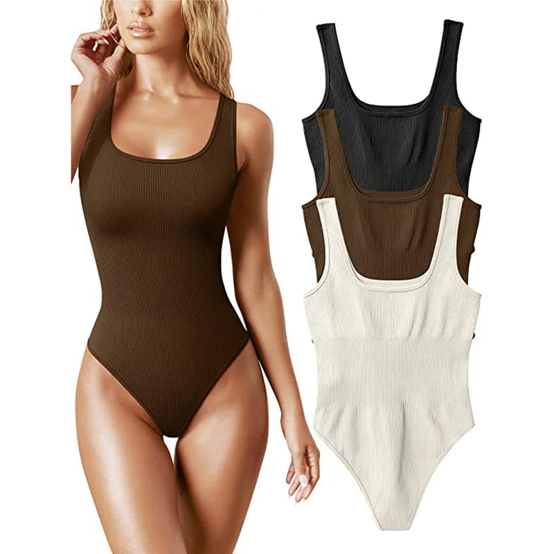 Ribbed Tummy Jumpsuit Daily Shaper Bodysuits Light Control Compress Tummy Control Open Crotch Shapewear Suits Open Crotch