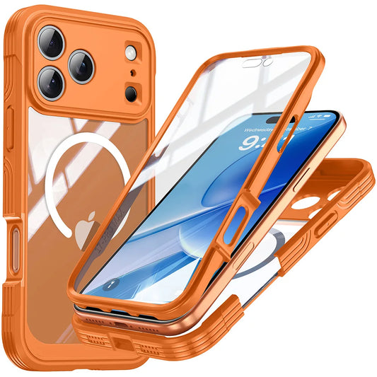 360° Fully Protected Double-sided Transparent Magnetic Case For iPhone 17 Pro Max&Air For MagSafe Wireless Charging Back Cover