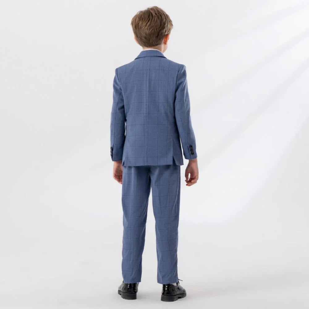 Hot Sale Spring Autumn Classic Plaid Child Suit Set For Birthday Party Formal Boys Slim Fit Dresswear Suits School Performance