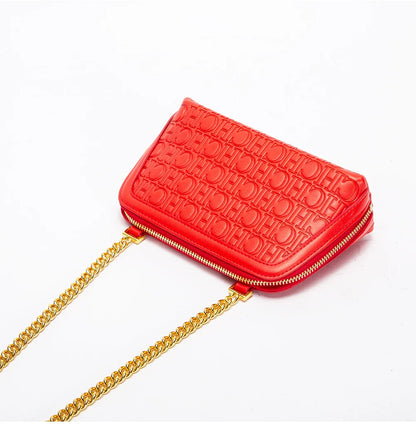 Solid Color Versatile Letter Print Design Exquisite Fashionable and Minimalist 2024 Seasonal New Women's Chain Shoulder Bag