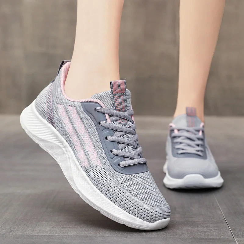Women's Breathable Mesh Sneakers Platform Sole Korean Style Spring Casual Sports Shoe Plus Size Orthopedic  Height Walking Shoes