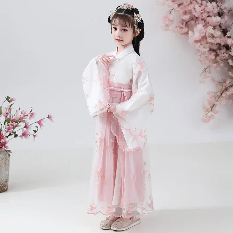 Summer Party Costume Girl Dresses Vintage Kids Clothes Vestido Casual Baby Chinese Hanfu Cosplay Children Princess Girls Dress