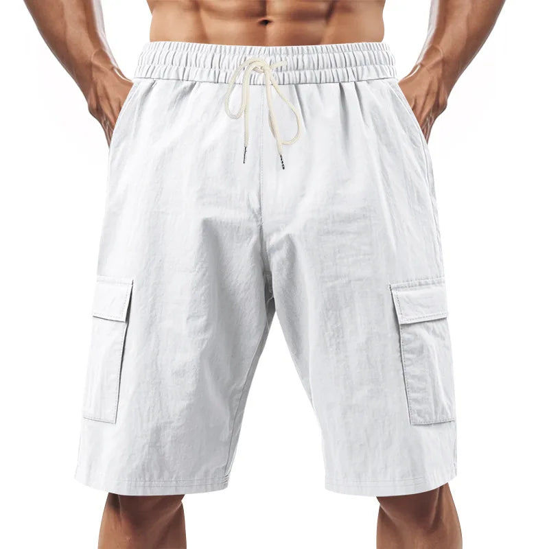 Casual Shorts Men Pants Men Sweatpants Joggers Fitness Clothing Multi-Pocket Work Shorts Relaxed-Fit Linen Pantaloncini Uomo