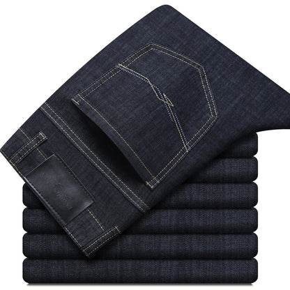 Summer New Elastic Men's Jeans Fashion Comfortable Business Straight Stretch Cotton Casual Denim Pants Brand Male Thin Trousers