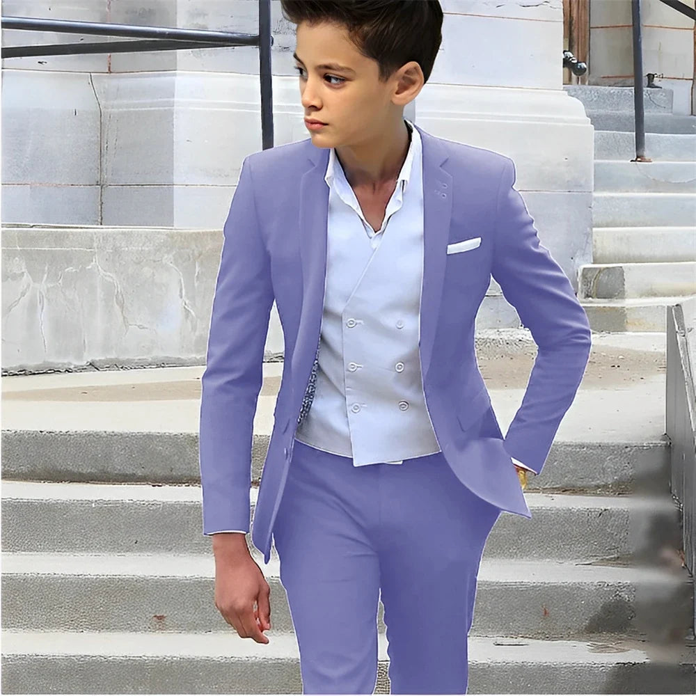 Formal Boys Slim Fit Suits 2 Pieces Birthday Party Tuxedo,Smart Handsome Kids Suit Set Wedding Guest Outfit Plus Size 2-20T