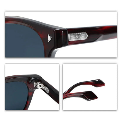 Designer New Dark Red Acetate Sunglasses Retro Full Frame Lightweight UV400 Non-Polarized Eyewear