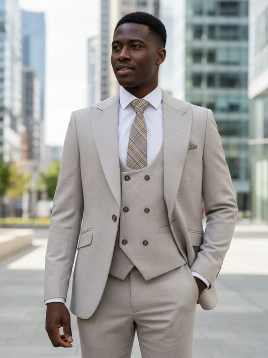 Men's Three Piece Suit Elegant Slim Fit Formal Office and Leisure Banquet Groomsman Set Groom's Wedding Dress