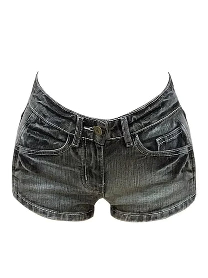 Y2k Streetwear Harajuku E-girl Summer Women 2000s Grunge Kpop Japanese Gyaru Low Rise Jean Shorts Slim Denim Hot Pants Trashy