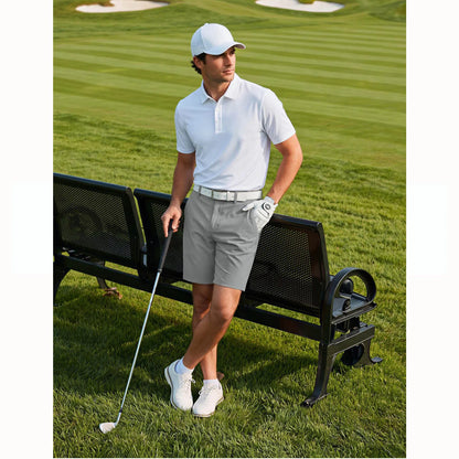 Men’s 7” Golf Shorts Lightweight Stretch Quick Dry Wrinkle Resistant Hidden Zipper Ball Pocket Travel Shorts Versatile