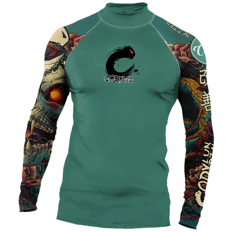 Men's Sports T -shirt Quickly Drying Bodybuilding Fitness Tight Rashguard UV Protection Swimsuit Swimming Shirt Surfing Rash